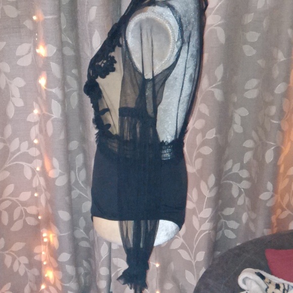 ~Vera Lucy Small Sheer Black Bodysuit - Picture 3 of 4